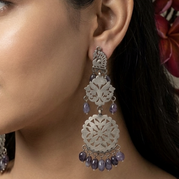 Tribal Silver Filigree Danglers 